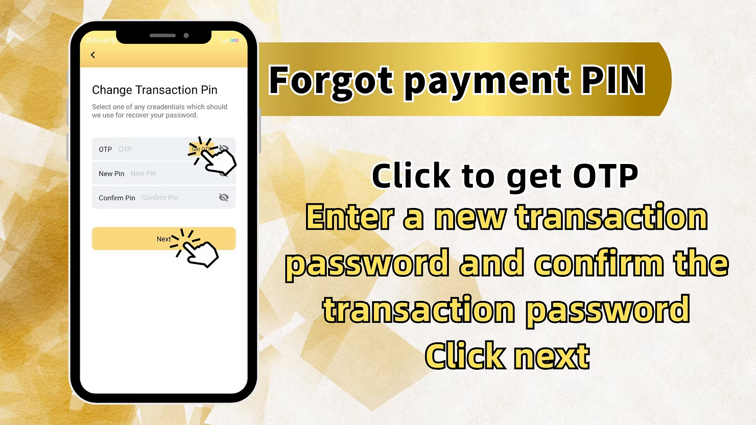 Change payment PIN flow at LUCKYTOWN